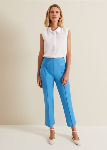 Phase Eight Miah Stretch Capris Trousers Blue Canada | LDZNCE-106